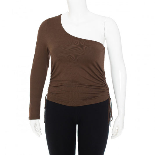 Hot Cocoa One Shoulder Top