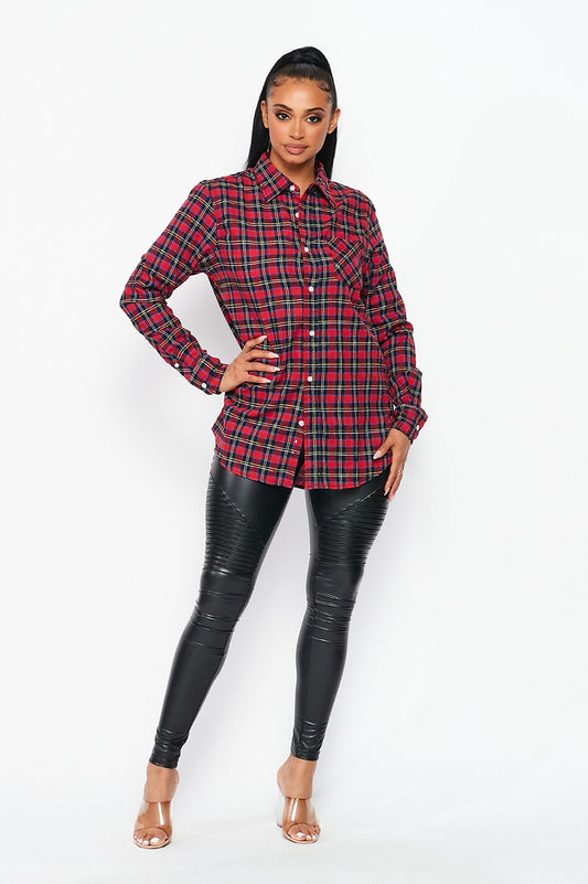 Check On It Oversized Plaid Shirt