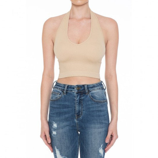 Sienna Seamless Halter Crop Top