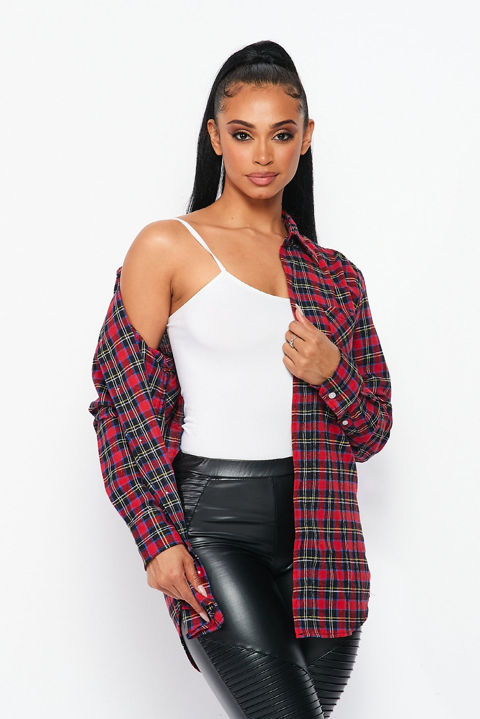 Check On It Oversized Plaid Shirt