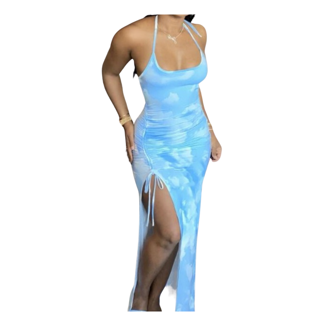 Blue Skies Slit Dress