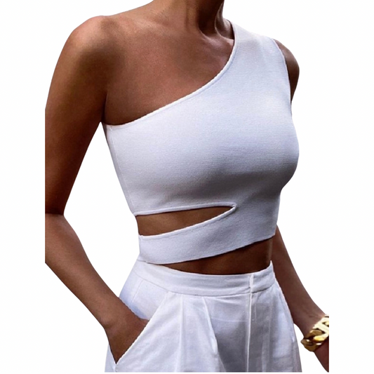 Cutting Edge One Shoulder Crop Top